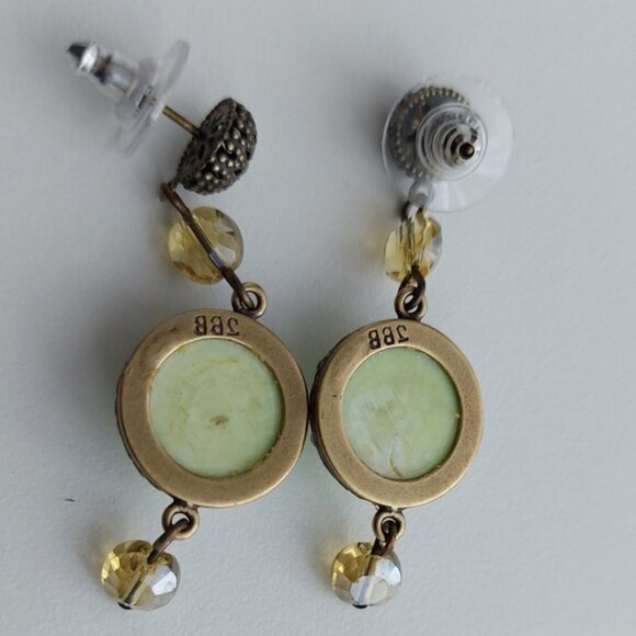 Handmade Green Gemstone Dangle Earrings - Picture 7 of 7